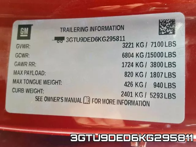 3GTU9DED6KG295811 фото 2