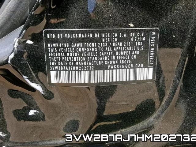 3VW2B7AJ7HM202732 фото 2