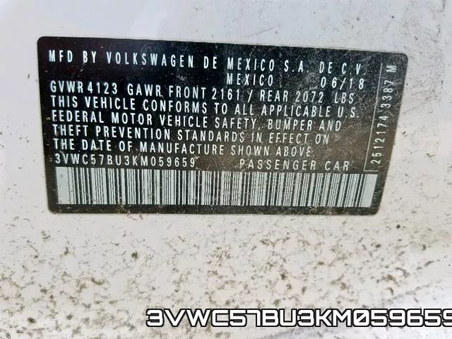 3VWC57BU3KM059659 фото 2