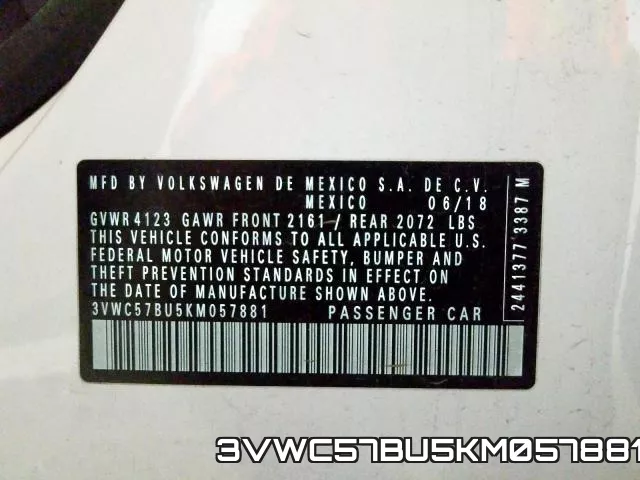 3VWC57BU5KM057881 фото 2