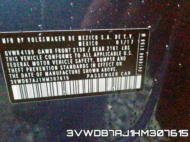 3VWDB7AJ1HM307615 фото 2