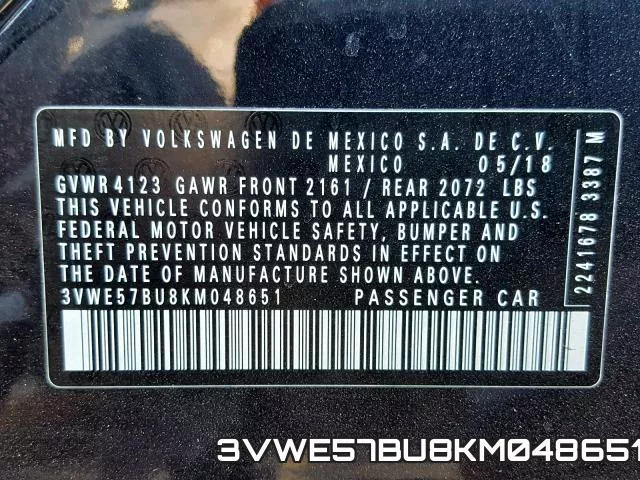 3VWE57BU8KM048651 фото 2