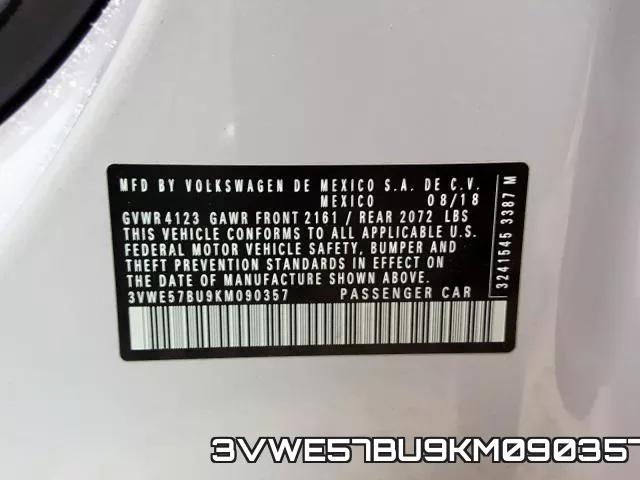 3VWE57BU9KM090357 фото 2