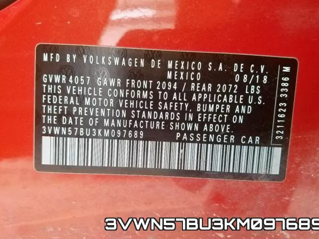 3VWN57BU3KM097689 фото 2