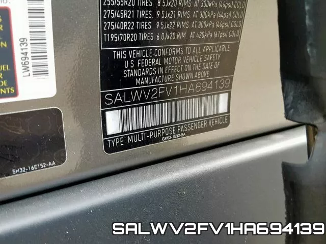 SALWV2FV1HA694139 фото 2