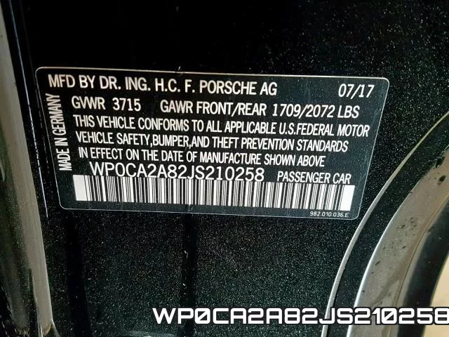 WP0CA2A82JS210258 фото 2