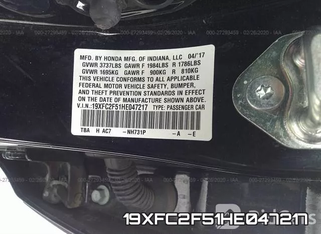 19XFC2F51HE047217 фото 10