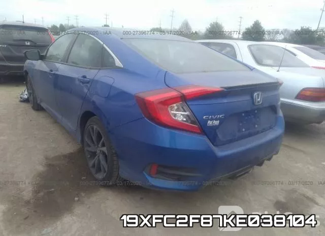 19XFC2F87KE038104 фото 4