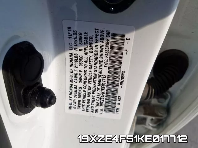 19XZE4F51KE017712 фото 2