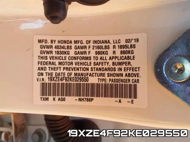19XZE4F92KE029550 фото 2