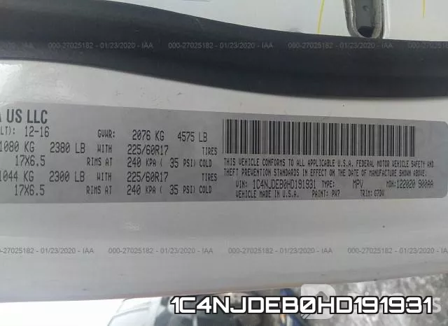 1C4NJDEB0HD191931 фото 10