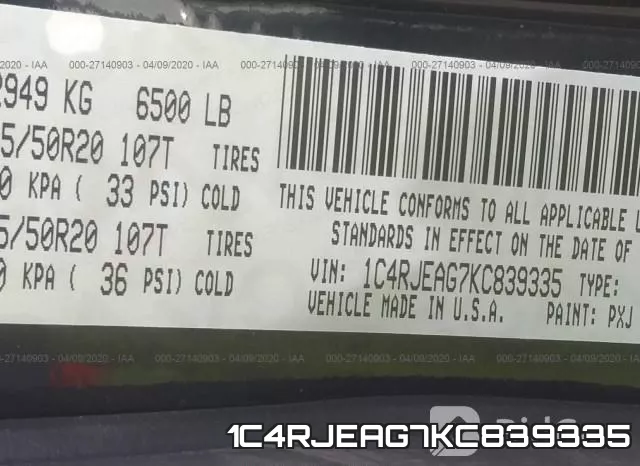 1C4RJEAG7KC839335 фото 10