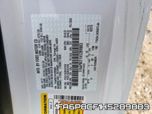 1FA6P8CF1H5289883 фото 2