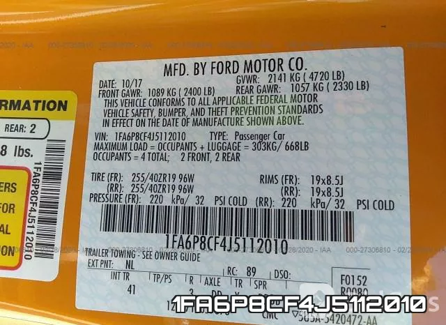 1FA6P8CF4J5112010 фото 10