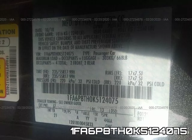 1FA6P8TH0K5124075 фото 10