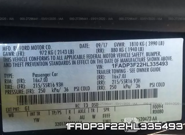 1FADP3F22HL335493 фото 8