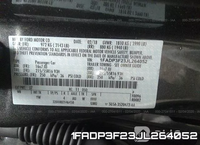 1FADP3F23JL264052 фото 10