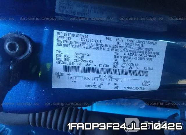 1FADP3F24JL270426 фото 10