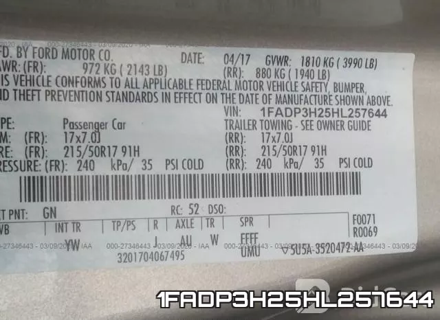 1FADP3H25HL257644 фото 10