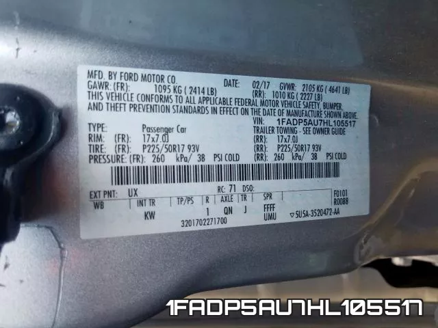 1FADP5AU7HL105517 фото 2