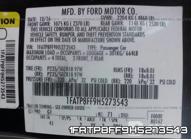 1FATP8FF9H5273543 фото 10