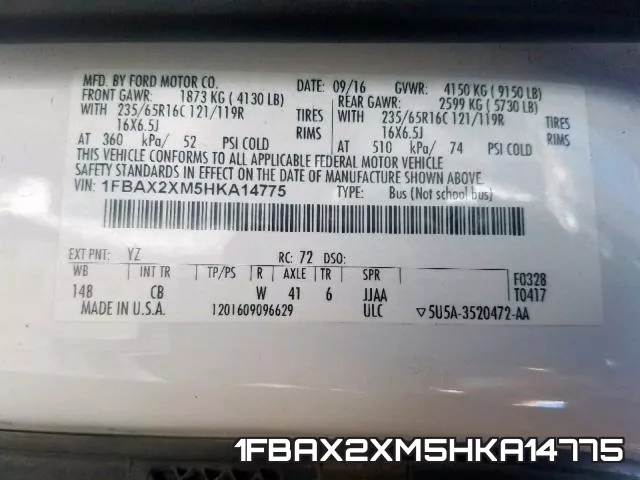 1FBAX2XM5HKA14775 фото 2