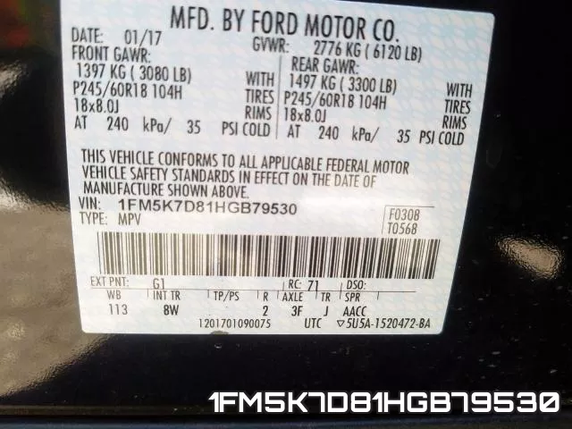 1FM5K7D81HGB79530 фото 2