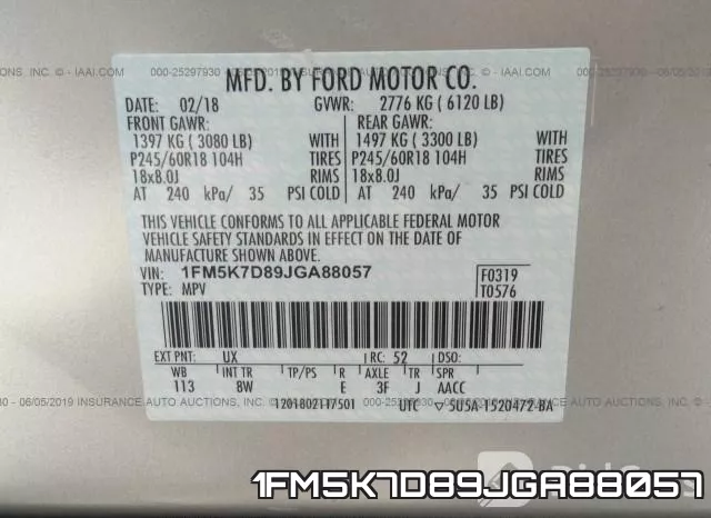 1FM5K7D89JGA88057 фото 10