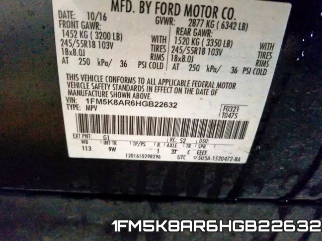 1FM5K8AR6HGB22632 фото 2