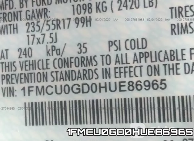 1FMCU0GD0HUE86965 фото 10