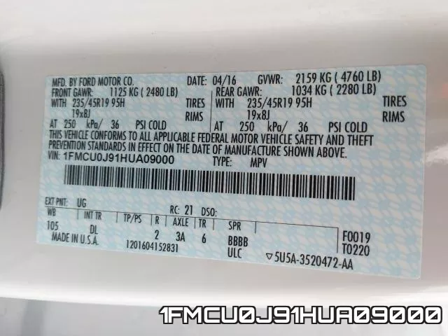 1FMCU0J91HUA09000 фото 2