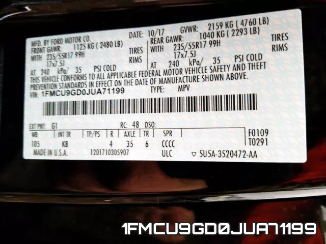 1FMCU9GD0JUA71199 фото 2
