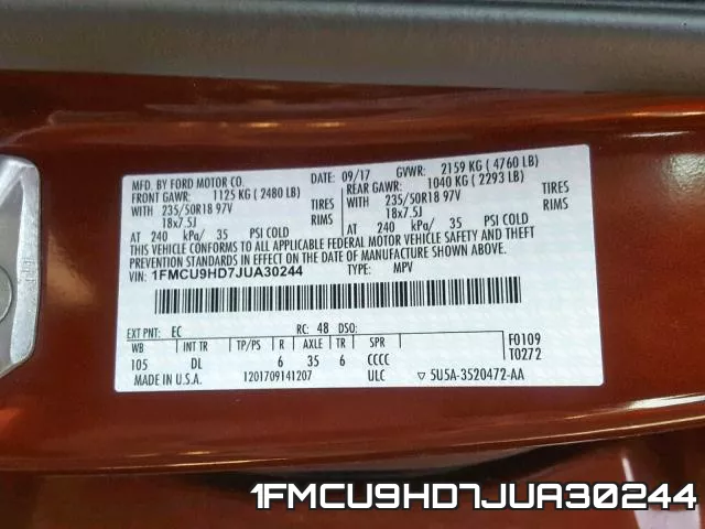 1FMCU9HD7JUA30244 фото 2
