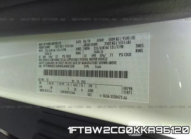 1FTBW2CG0KKA96120 фото 9