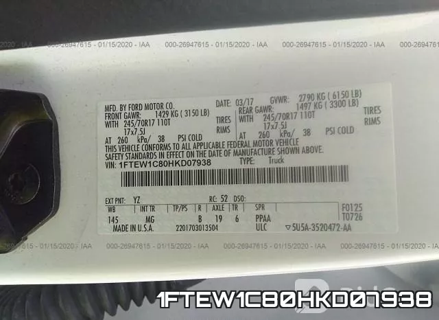 1FTEW1C80HKD07938 фото 10
