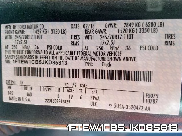 1FTEW1CB5JKD85813 фото 2
