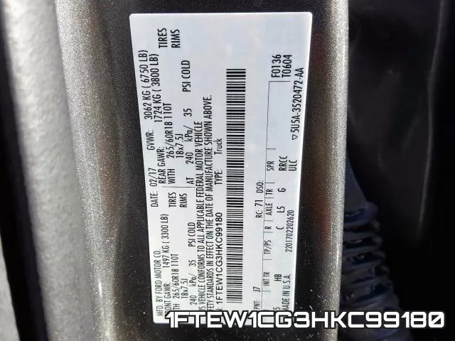 1FTEW1CG3HKC99180 фото 2