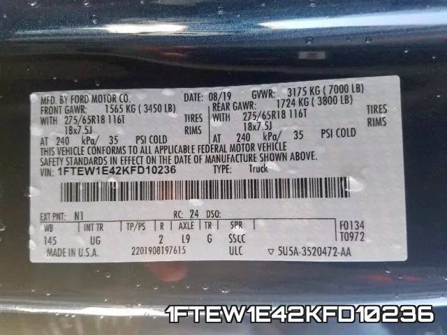 1FTEW1E42KFD10236 фото 2