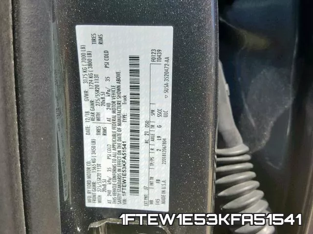 1FTEW1E53KFA51541 фото 2