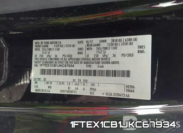 1FTEX1CB1JKC67934 фото 10