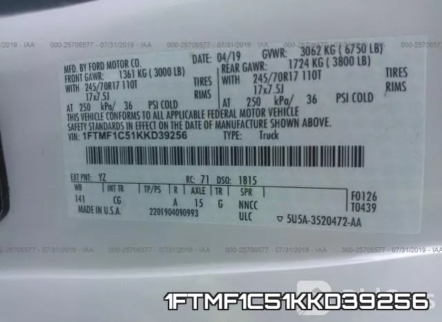 1FTMF1C51KKD39256 фото 10