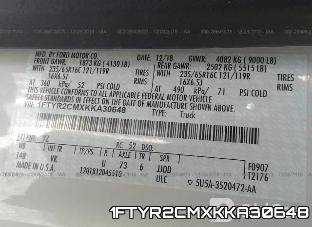 1FTYR2CMXKKA30648 фото 10