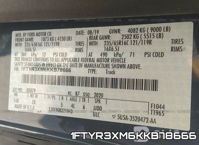 1FTYR3XM6KKB78666 фото 10