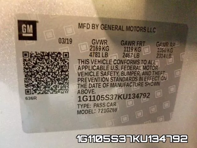 1G1105S37KU134792 фото 2