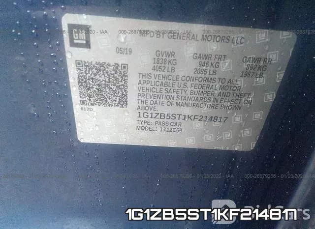 1G1ZB5ST1KF214817 фото 10