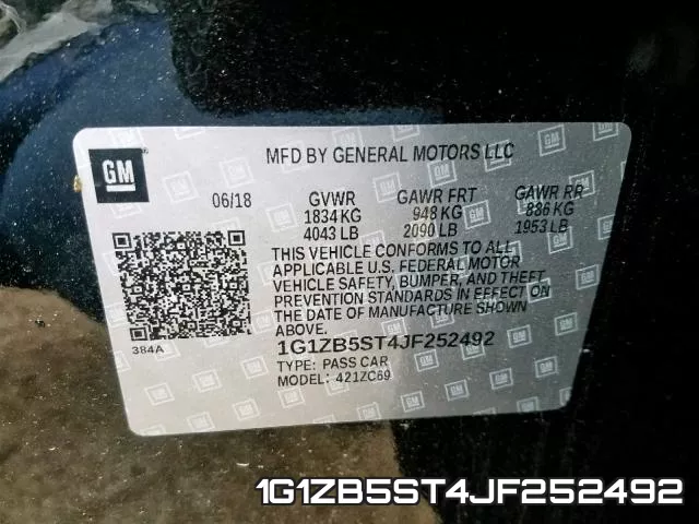 1G1ZB5ST4JF252492 фото 2