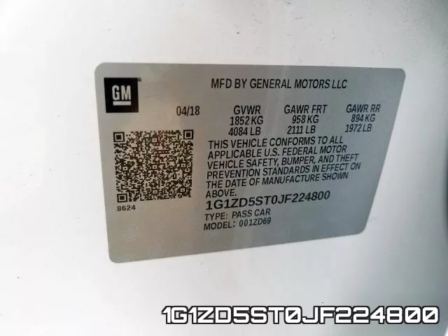 1G1ZD5ST0JF224800 фото 2