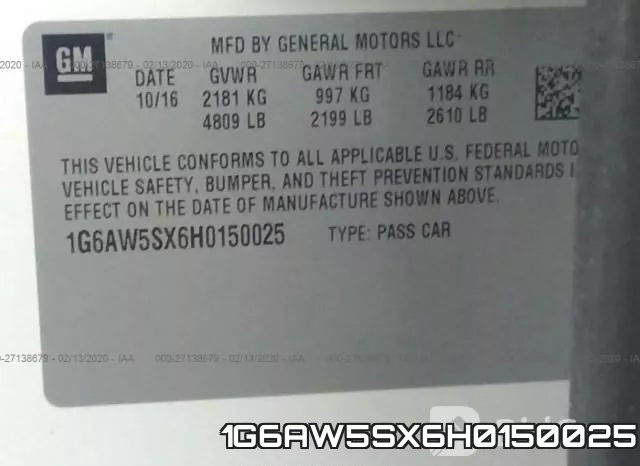 1G6AW5SX6H0150025 фото 7