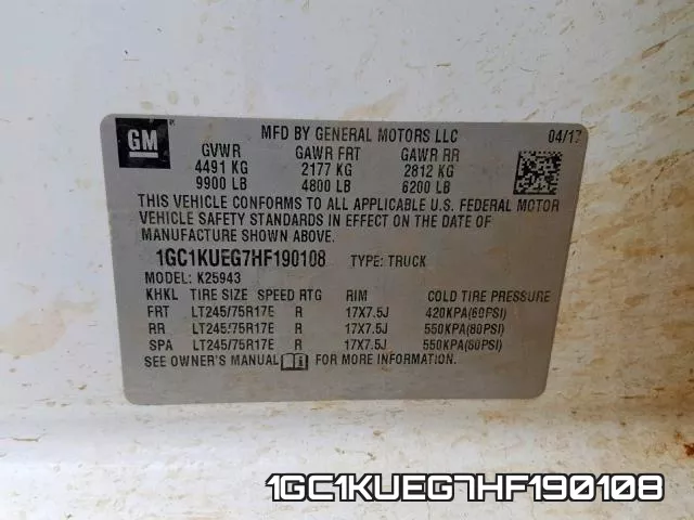 1GC1KUEG7HF190108 фото 2