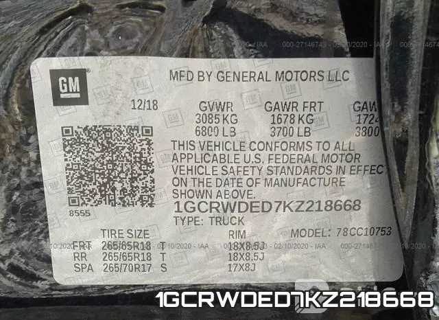 1GCRWDED7KZ218668 фото 10